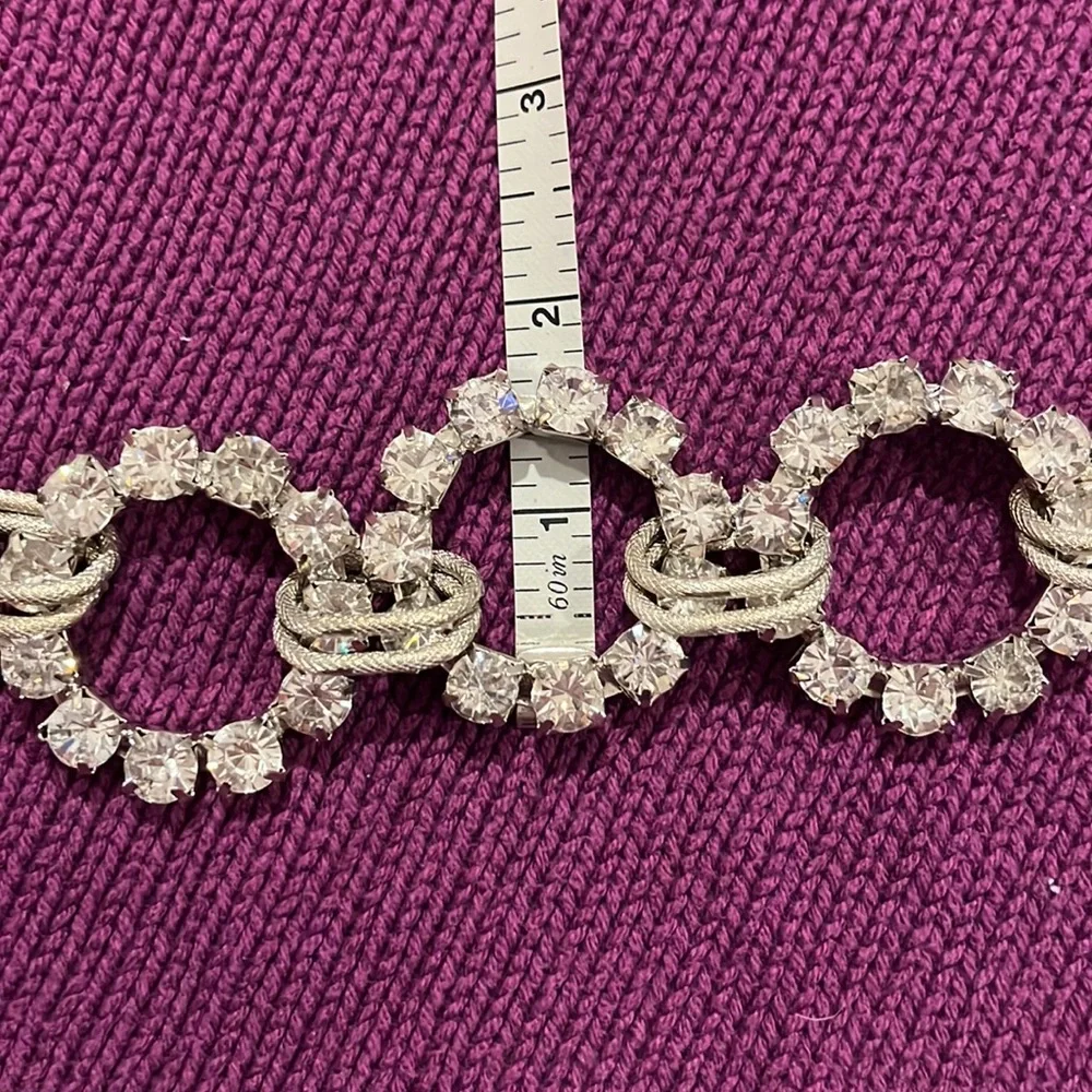 Unique Rhinestone Statement Necklace with Graduated Rhinestone Circles - Picture 12 of 14